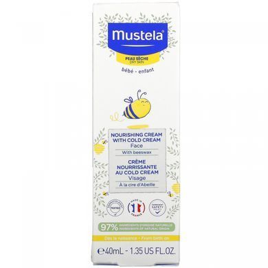 Mustela, живильний охолоджуючий дитячий крем для обличчя, для сухої шкіри, 40 мл (1,35 рідк. унції)