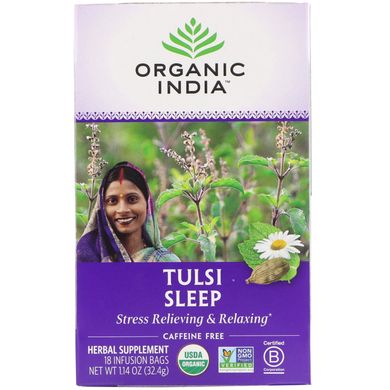 Тулсі чай для сну без кофеїну Organic India (Tulsi Tea Sleep Caffeine Free) 18 шт