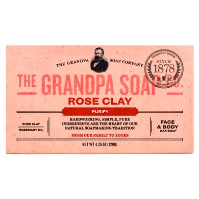 Кусковое мыло для лица и для тела, очищающее, с розовой глиной, Grandpa's, 4,25 унции (120г) купить в Киеве и Украине