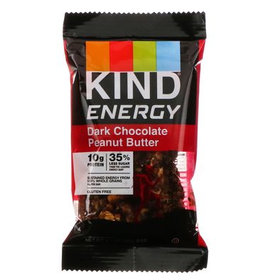Энергия, темно-шоколадное арахисовое масло, Energy, Dark Chocolate Peanut Butter, KIND Bars, 12 батончиков по 2,1 унции (60 г) каждый купить в Киеве и Украине