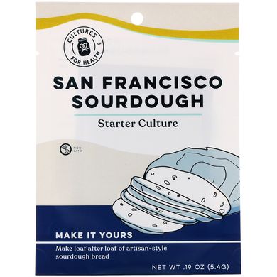 Справжній хліб з опарного тіста, Сан-Франциско, Cultures for Health, 1 пакет, 0,19 унції (5,4 г)