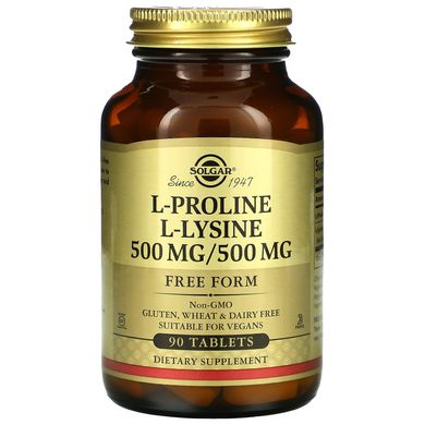 Пролін і Лізин Solgar (L-Proline / L-Lysine) 500 мг / 500 мг 90 таблеток