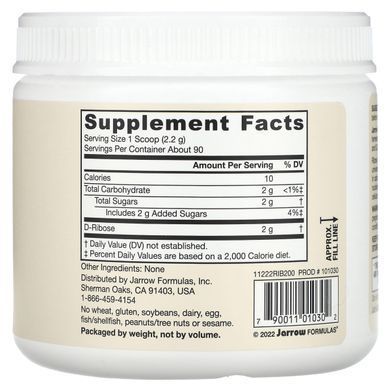 Порошок D-рибози Jarrow Formulas (D-Ribose Powder) 200 г