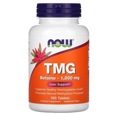 Бетаїн HCL триметилгліцин Now Foods (TMG) 1000 мг 100 таблеток