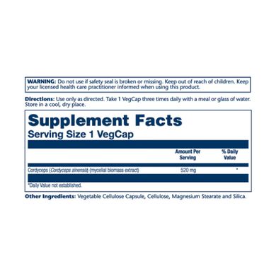 Cordyceps Mushroom 520mg - 100 vcaps Solaray купить в Киеве и Украине