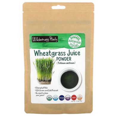 Органічний порошок соку паростків пшениці Wilderness Poets (Organic Wheatgrass Juice Powder) 99 г