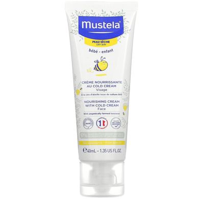Mustela, живильний охолоджуючий дитячий крем для обличчя, для сухої шкіри, 40 мл (1,35 рідк. унції)