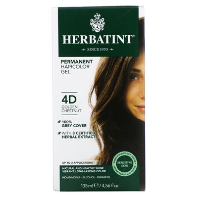 Фарба для волосся золотий каштан Herbatint (Haircolor Gel) 4D 135 мл