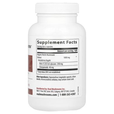 Real Mushrooms, Reishi, Mushroom Extract Powder, 90 Capsules купить в Киеве и Украине