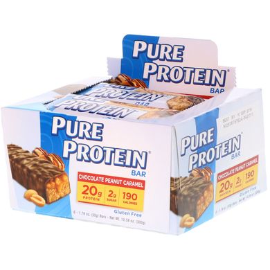 Батончики з арахісом, шоколадом і карамеллю, Pure Protein, 6 батончиків, 1,76 унц (50 г)
