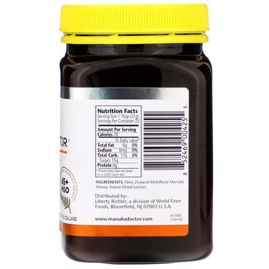 Манука мед з лимоном 15+ Manuka Doctor (Manuka Honey with Lemon) 500 г