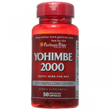 Йохимбе Puritan's Pride (Yohimbe Bark) 2000 мг 50 капсул