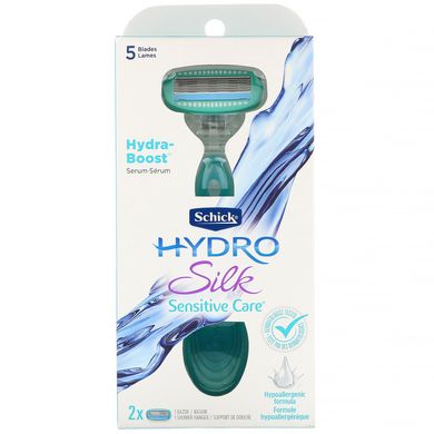 Змінні картриджі для гоління, Hydro Silk, Sensitive Care, Schick, 1 бритва, 2 касети