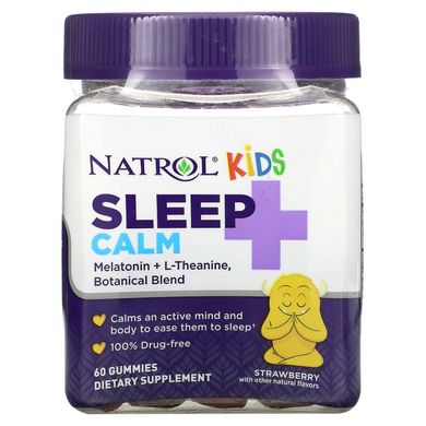 Natrol, Kids, Sleep + Calm, полуниця, від 4 років і старше, 60 жувальних цукерок