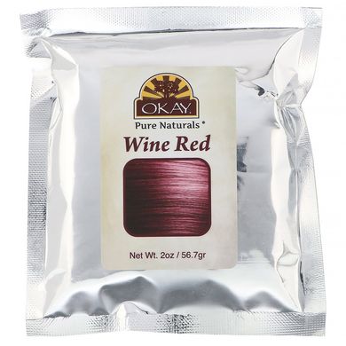 Натуральна фарба для волосся з трав'яної хни, винно-червона, Okay, 56,7 г