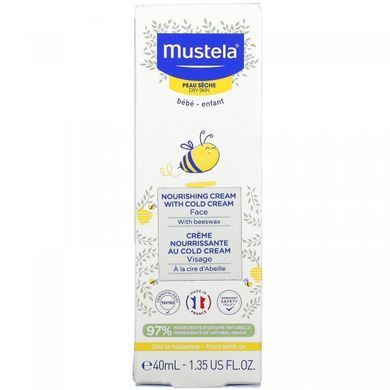 Mustela, живильний охолоджуючий дитячий крем для обличчя, для сухої шкіри, 40 мл (1,35 рідк. унції)