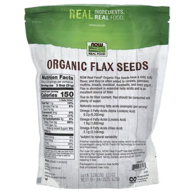 Organic flax seeds Now Foods 907 g