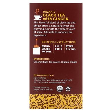 Equal Exchange, Organic Black Tea with Ginger, 20 Tea Bags, 1.41 Ounces (40 g)
