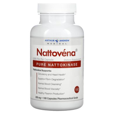 Наттовена, очищена наттокіназа, Arthur Andrew Medical, 200 мг, 180 капсул