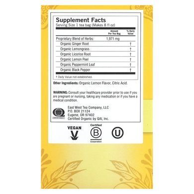Tea with lemon and ginger caffeine-free, Yogi Tea, 16 tea bags, 1.27 oz (36 g)