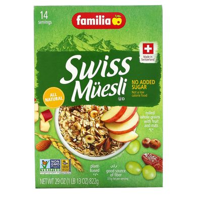 Швейцарські мюслі, Без додавання цукру, Familia, 32 унції (908 г)