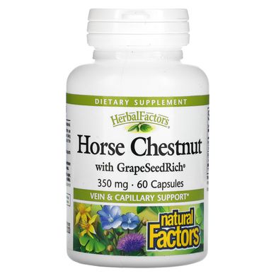 Екстракт кінського каштану та виноградних кісточок Natural Factors (Horse Chestnut with Grape Seed) 350 мг 60 капсул