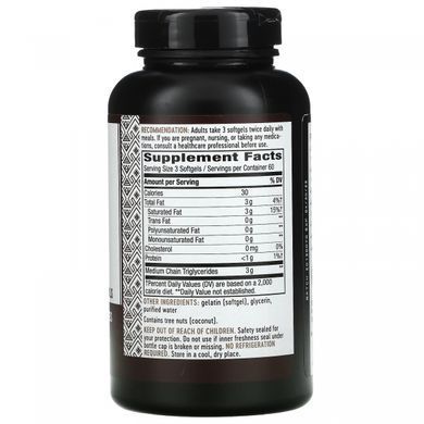 Олія середньоланцюгових тригліцеридів кокосова Nature's Way (Medium Chain Triglycerides Oil) 180 м'яких таблеток