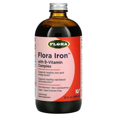 Flora, Железо с комплексом витаминов группы B, 15 жидких унций (445 мл) купить в Киеве и Украине