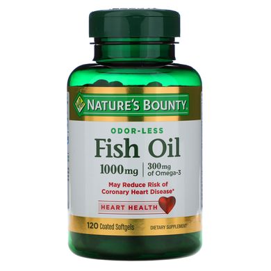 Омега-3 риб'ячий жир без запаху, Nature's Bounty, 1000 мг, 100 м'яких капсул