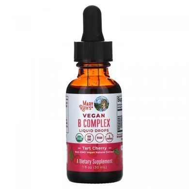 MaryRuth Organics, Жидкие капли веганского комплекса B, вишня, 1 жидкая унция (30 мл) купить в Киеве и Украине