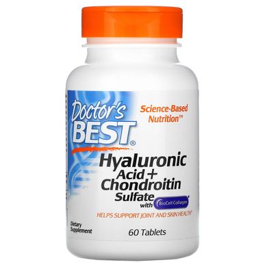 Гіалуронова кислота з сульфатом хондроїтину і колагеном BioCell, Hyaluronic Acid with Chondroitin, Doctor's Best, 60 таблеток