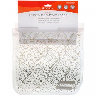 Reusable sandwich bags, Golden Geometry, Full Circle, 2 pcs.