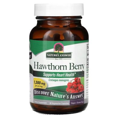 Боярышник, 1500 мг, Hawthorn Berry, Nature's Answer, 90 вегетарианских капсул купить в Киеве и Украине