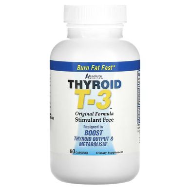 Щитовидна залоза T-3, оригінальна формула, Absolute Nutrition, 60 капсул