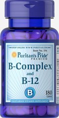 Вітамін В-Комплекс і вітамін В-12, Vitamin B-Complex And Vitamin B-12, Puritan's Pride, 180 таблеток