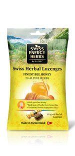 Леденцы от простуды, Herbal Lozenges Bag 20 herbs + Honey, Swiss Energy, от кашля, боли в горле и заложенности носа, 20 альпийских трав и горный мед, 12 травяных леденцов (55 г) купить в Киеве и Украине