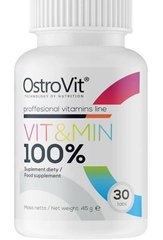Вітаміни та мінерали, 100% VIT & MIN, OstroVit, 30 таблеток