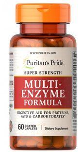 Супер Сила Мульти Энзим, Super Strength Multi Enzyme, Puritan's Pride, 60 таблеток купить в Киеве и Украине