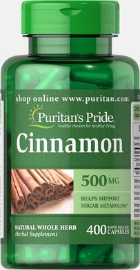 Кориця, Cinnamon, Puritan's Pride, 500 мг, 400 капсул