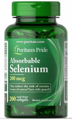 Абсорбуючий селен, Absorbable Selenium, Puritan's Pride, 200 мкг, 200 капсул