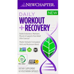 Для відновлення м'язів і уникнення болю після тренування, Daily Workout Recovery, New Chapter, 60 вегетаріанських капсул