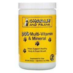 Комплекс мультивітамінів і мінералів для собак, підтримує свіжий подих, Charlie,Frank, 60 м'яких жувальних таблеток