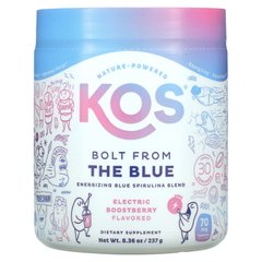 KOS, Bolt from the Blue, бодрящая смесь синей спирулины, со вкусом ягод ягод, 8,36 унции (237 г) купить в Киеве и Украине