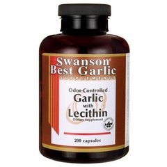 Часник з лецитином, Garlic with Lecithin, Swanson, 200 капсул