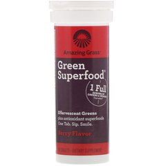 Шипучий напій із зелені, зі смаком ягід, Green Superfood, Amazing Grass, 10 таблеток