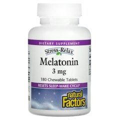 Natural Factors, Stress-Relax, мелатонін, 3 мг, 180 жувальних таблеток