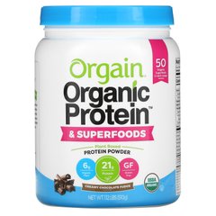 Orgain, Органічний протеїн та порошок суперпродуктів, на рослинній основі, вершково-шоколадна помадка, 1,12 фунта (510 г)