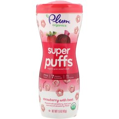 Super Puffs, снек из органических злаков, клубника со свеклой, Plum Organics, 1,5 унции (42 г) купить в Киеве и Украине