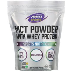 MCT в порошку з сироватковим протеїном без ароматизаторів Now Foods (MCT Powder with Whey Protein) 454 г