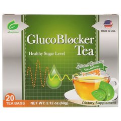 Чай GlucoBlocker, Longreen Corporation, 20 чайных пакетиков, 2,12 унции (60 г) купить в Киеве и Украине